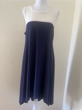 Tiana B. Navy and White Sleeveless Colorblock Midi Dress